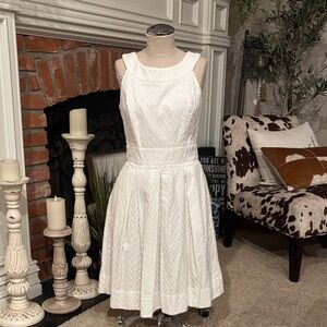 White House Black Market White Textured Midi Dress